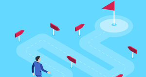 Illustration eines Kunden der eine Customer Journey durchläuft