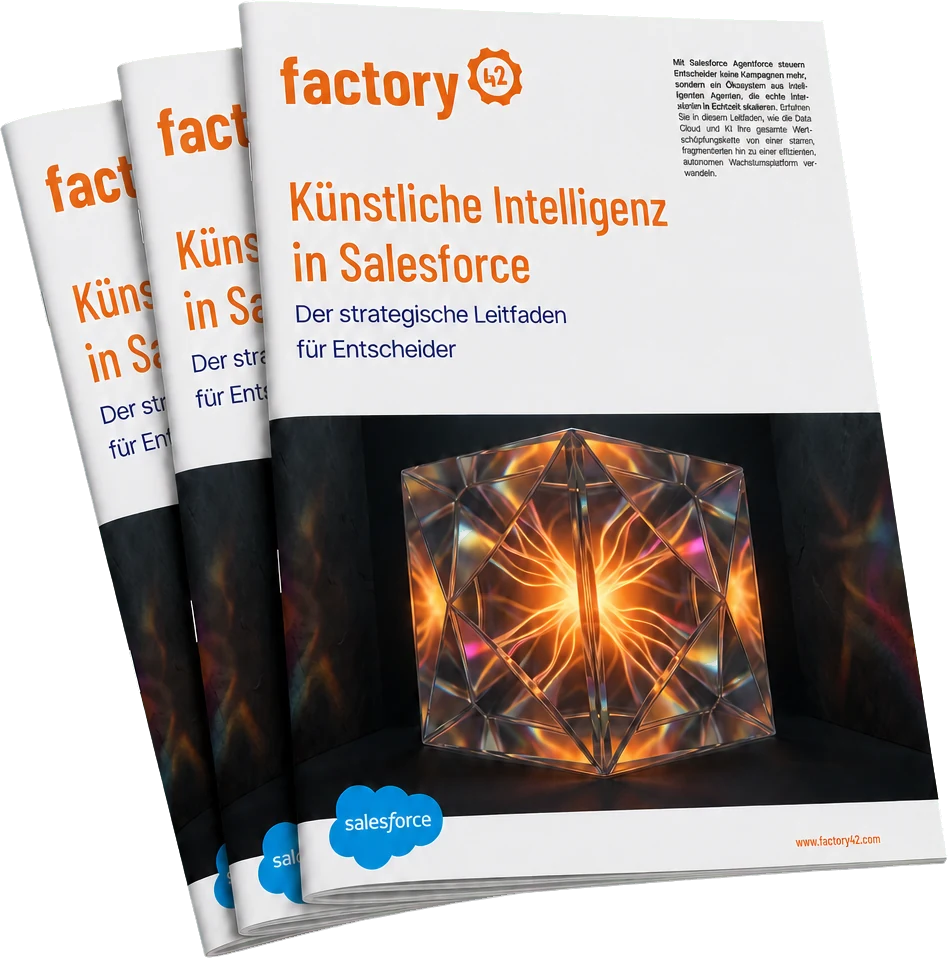 Exemplaires imprimés du livre blanc factory42 sur l’IA dans Salesforce